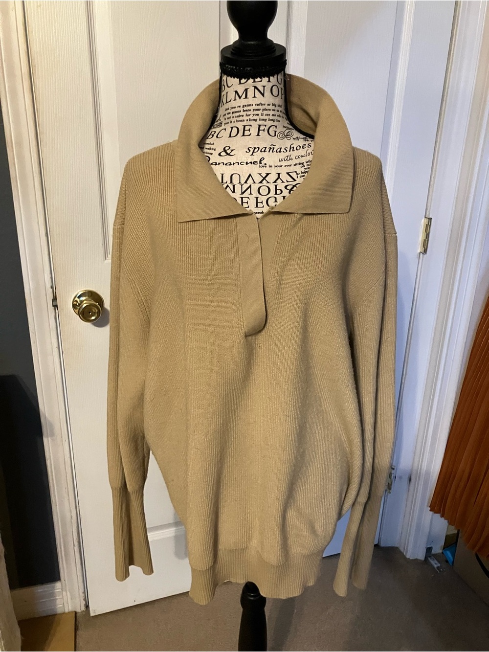 Sweet Romeo Beige Collared Turtleneck Sweater